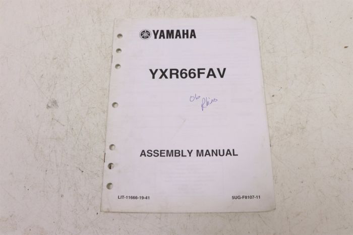 Yamaha Rhino YXR66FAV 2006 Assembly Manual LIT-11666-19-41 27358